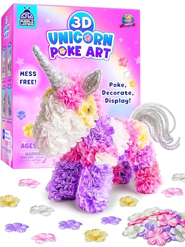 PURPLE LADYBUG 3D Unicorn Poke in Art Kit - Mess-Free Unicorn Craft Kit Poke Art Girls Crafts and Arts Kit for Kids DIY Floral Decorating Kids Art Unicorn Gift for Girls Ages 4 5 6 7 8 9