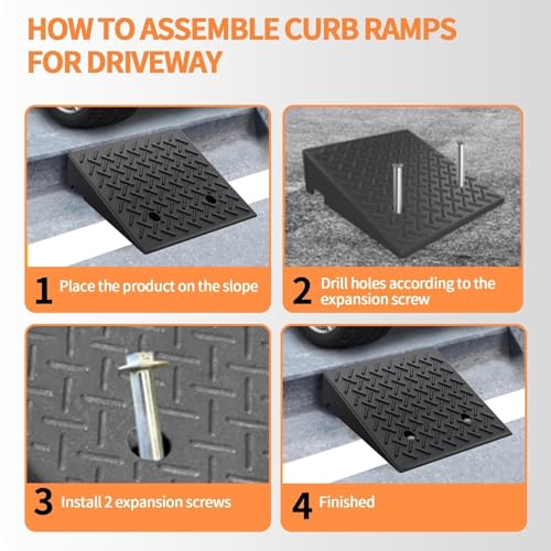 Rampa de bordillo de goma, rampa de umbral, rampa portátil para cobertizo, rampa resistente con capacidad de 6800 lb para coches de perfil bajo, motos, sillas de ruedas, bicicletas (20 x 20 x 7.9 pulgadas) miniatura 5