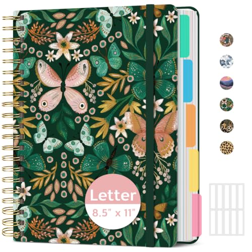 Taja Cute Large Spiral Lined Notebook for Work with 5 Removable Dividers