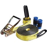Accesorios del producto: el kit de kits de línea floja incluye 1 × slackline, 1 × protector de trinquete, 2 × protector de árbol, 1 × bolsa de almacenamiento.