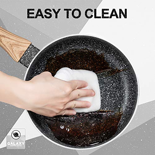 Michelangelo Saucepan Set With Lid,Nonstick Sauce Pan With Lid 1Qt+2Qt+3Qt, Stone Saucepan Set, Small Pot With Lid, Granite Sauce Pan 3 Piece, Sauce Pots, Black #TOP4
