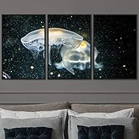 3 Piece Framed Canvas Wall Art Colorful Jellyfish Marine Life Canvas Prints Home Artwork Decoration for Living Room,Bedroom - 16