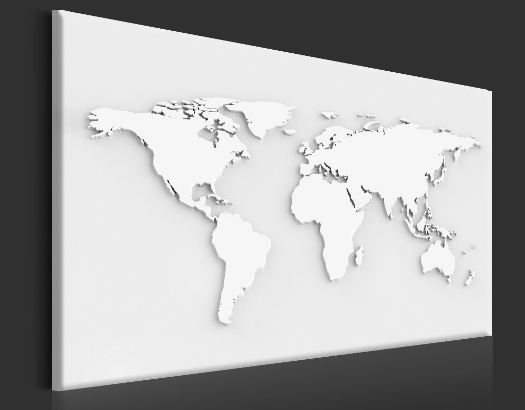 B&D XXL - Lavagna Di Sughero per Puntine - Mappa Mondo 120x80 cm 1 Pezzo - Bacheca Sughero da Parete & Quadro su tela in un Uno - Grande Decorativo per Parete per le Note - Geografica k-B-0013-p-a