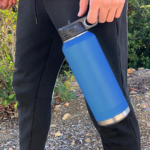 Lasergram 32Oz Double Wall Flip Top Water Bottle With Straw, Baseball Pitcher, Personalized Engraving Included (Dark Blue) #TOP3