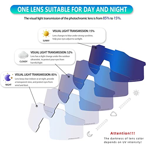 Kapvoe Photochromic Cycling Glasses Mountain Bike Sunglasses Mtb Bicycle Riding Clear Colorful High Definition Lenses 03 Blue #TOP3