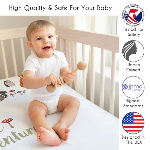 Image of Sweet Jojo Designs Fitted Baby Crib Sheets (Woodland Animals) for Boys or Girls, Infant Nursery, Toddler Room - Standard Size (Photo Op, Farmhouse, Forest Woods, Bear, Fox, Hedgehog, Deer, Sage Green)