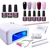 CLAVUZ Gel Nail Polish Set 15pcs Soak Off UV LED Nail Lacquer 36W UV Nail Lamp Top Coat and Base Coat New Starter Manicure Nail Art Tool Ki