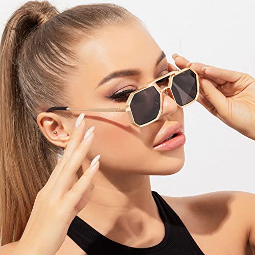HMRGLMIE-Steampunk Sunglasses Women Design Shade Eyewear Vintage Metal Men Sun Glasses Summer UV4004