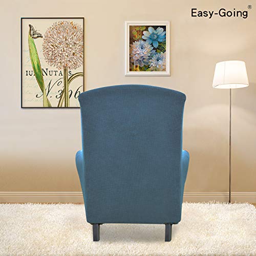 Image of Easy-Going Stretch Wingback Chair Sofa Slipcover Bluestone