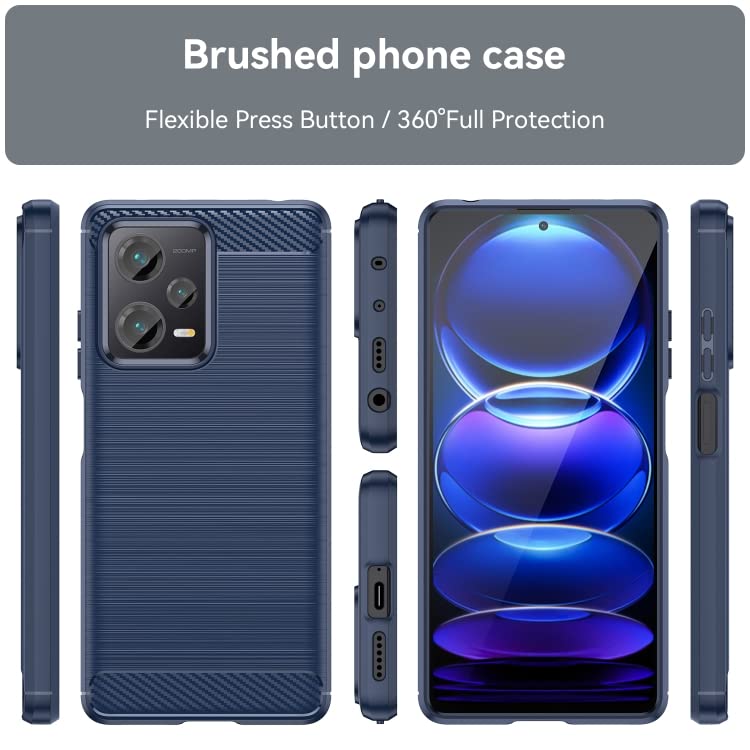 Image of NPRC Hybrid Ultra Slim Protective Case TPU Non-Slip Carbon Fiber Texture Shockproof Case Cover for Redmi Note 11T - Blue