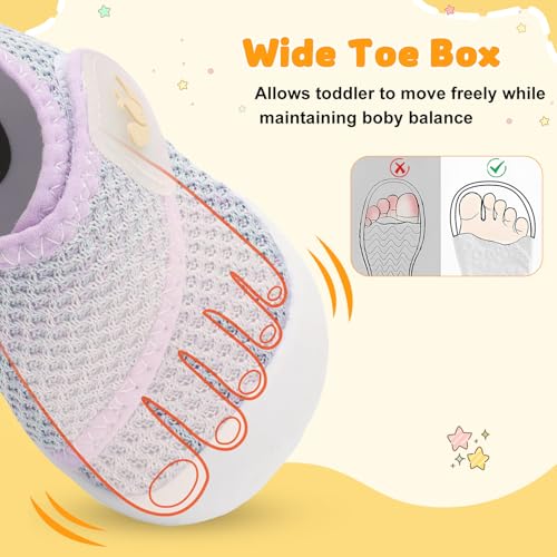 Image of FEETCITY Baby First Walking Shoes Wide Baby Shoes Infant Sneakers Newborn Crib Shoe Barefoot Lightweight Slip On Shoe