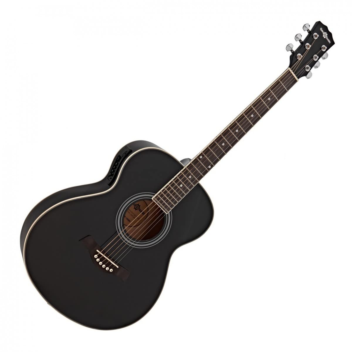 Gear4music Guitarra electroacústica negra con preamplificador de 4 bandas EQ