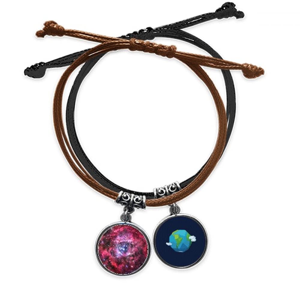 Pulsera de cuero con patrón de nebulosa de rosa roja ajustable 3