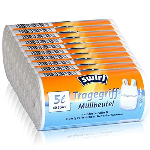 Preisvergleich Produktbild 10x Swirl Tragegriff Müllbeutel 5L (40 stk. / Rolle)
