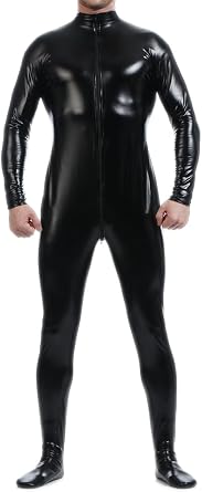 Seeksmile Unisex Metallic Bodysuit Zentai without Hood Adult Shiny One Piece Spandex Body Suit Halloween Costume