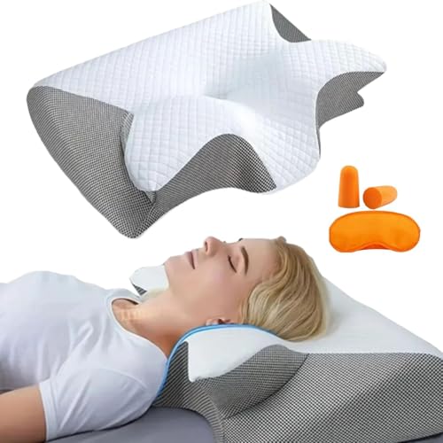 OALYGEI Curosleep Kissen,Curo Sleep Kissen 2026 Upgrade Ergonomisches OrthopäDisches Kissen Mit Konturierter UnterstüTzung für Seiten, Mit schaumbildung im Nacken und Schmerzen im Nacken (Grau)