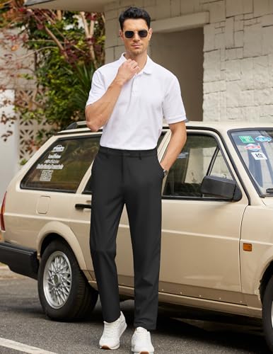 COOFANDY Mens Golf Pants Stretch Work Dress Pants Quick Dry Lightweight Pants Casual Slim Fit Slacks with Pockets4