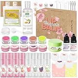 BRIPATI DIY Lip Balm Making Kit for Adults to Make Your Own Moisturizing Lip Balms with Natural Beeswax, Lip Base Oil, Essential Oil, Empty Lip Balm Tubes Jars, Birthday Christmas Mother’s Day Gift