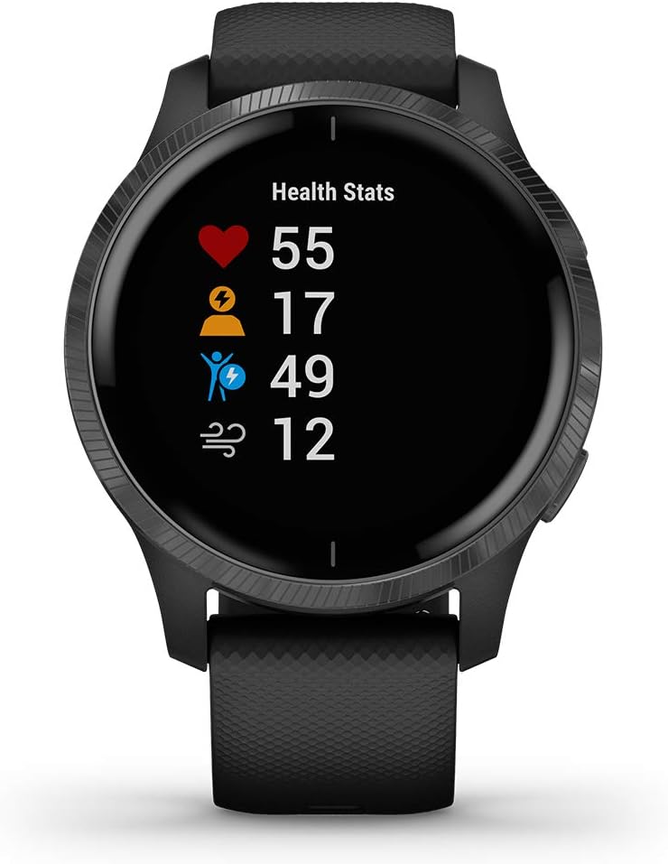 garmin venu blackslate fitness smartwatch for men women stylish stunning amoled touchscreen watch with animated workouts music gift box b