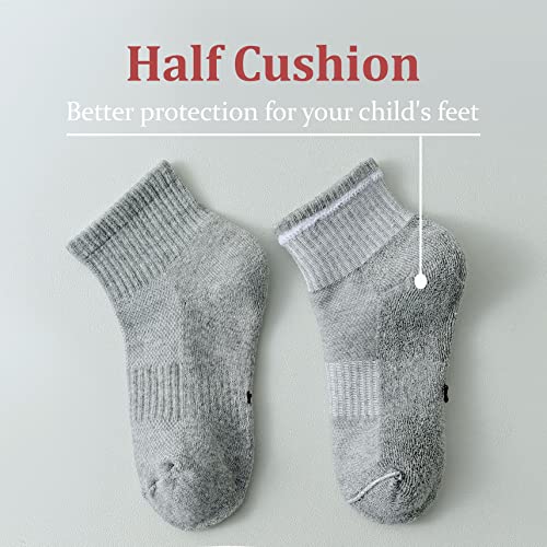 Marchare Boys & Girls Athletic Cushioned Cotton Ankle Socks - White, 5-14 Years3