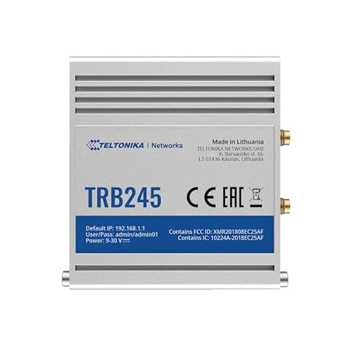 Teltonika TRB245 Industrial M2M LTE Cat 4 Gateway TRB245000000, 150, W125727569 (4 Gateway TRB245000000, 150 Mpps, SNMP, TCP, UDP, IPv4, IPv6, ICMP, NTP, DNS, HTTP, HTTPS, FTP, SMTP, SSL) Cover