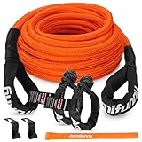 Aomifunny 7/16' x 30ft UHMWPE Tow Rope, 31,200 Lbs Break Strength, Heavy Duty Tow Strap Recovery Kit for ATV, UTV, SUV, Cars（Orange）