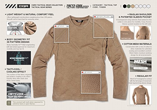 Image of CQR Men's Tactical Combat Shirt, 1 /4 Zip Long Sleeve Breathable Military BDU Training Top for Shooting, Hunting, Range Use