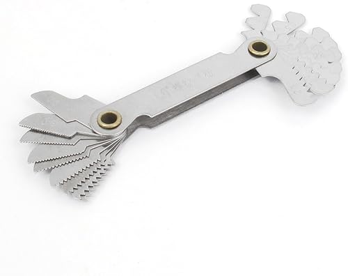 IIVVERR 60 Degree Foldable Silver Tone 0.5-7.0mm Thread Screw Pitch Measuring Gauge Tool (Herramienta de calibre de medición de paso de rosca de