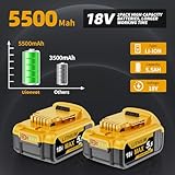 5500mAh Replacement for Dewalt 18V Battery - 2 Pack 5.5Ah Li-Ion 18v DCB180 DCB184 DCB200 DCB182 DCB181 DCB201 DCB204 DCB183 DCB185 DCB203 for Dewalt Power Tools - Image 4