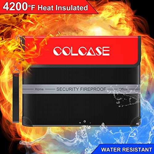 Colcase Fireproof Document Bag With Lock 4200℉ Heat Insulated Waterproof And Fireproof Bag With Zipper Fireproof Bag Storage For Money, Documents,Passport And Valuables 15 X 11 Inches #TOP3
