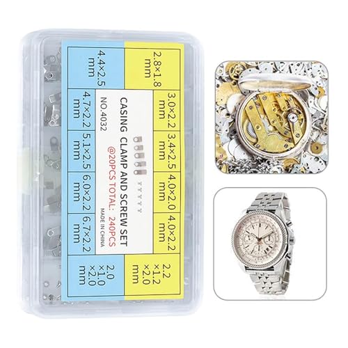 Samuliy Adaptador de abrazadera de caja de reloj, piezas manuales de corona de reloj, juego de clips de caja de reloj, arandela de reparación de relojes portátil para evitar que el agua penetre,