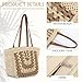 Imagen de EVEOUT Bolso Tote Rafia para Mujer Verano Bohemio Ligero Grande Shopper Tejido Bolsos de Hombro Paja para Playa Vacaciones Viaje Diario