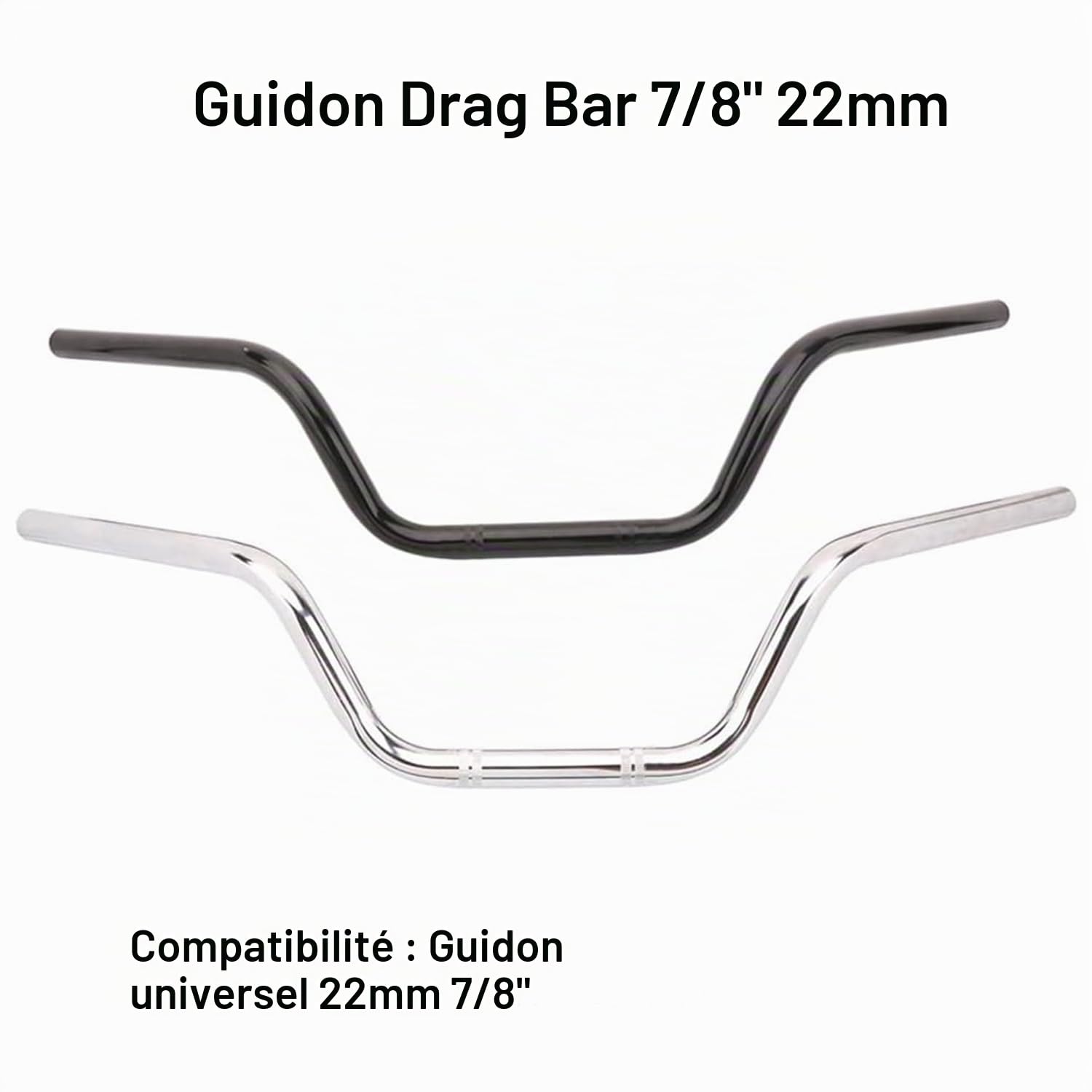 AnXin Guidon de moto universel pour Sportster XL 883 1200 Custom Chopper Cruiser Bobber Softail Dyna Tour Glide Road CG125-2,2 cm