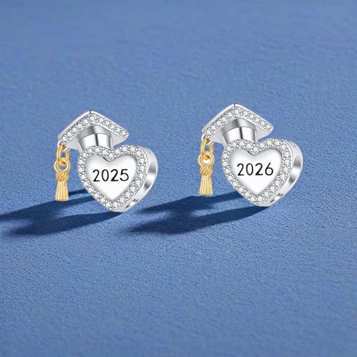 Graduation 2025 2026 Heart Charm Bachelor's Hat Compatible with Pandora Bracelet4
