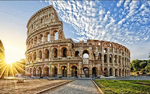 Haeran River Pintura Coliseo Roma Mañana Amanecer Anfiteatro Flavio Charla De Colores Pintura Por Números Diy Lienzo Único Kit De Pintura Al Óleo Pintura Digital