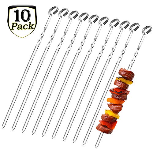 ZEEREE 10 Cuerdas de 38 cm, Kebab de Acero Inoxidable, Parrilla de Acero Inoxidable para brochetas de Carne o Verduras