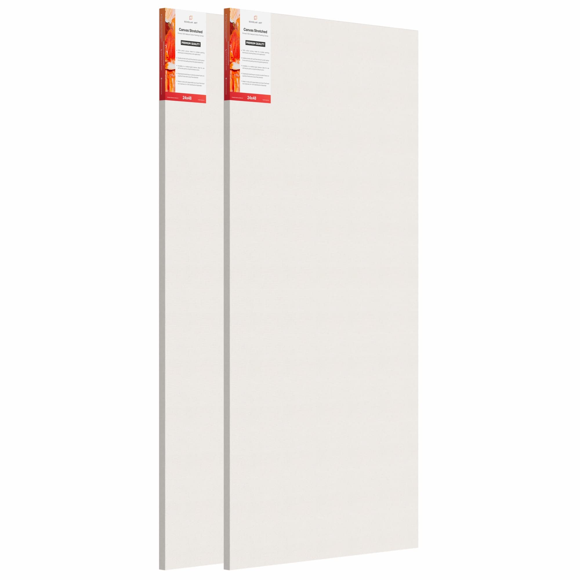 Scholar Art® Artist Standard Series 10 Oz (440 GSM) 100% Cotton Pre-Stretched Canvas with Wooden Frame 18x40 mm | Primed Canvas Stretched for Oil & Acrylic Painting | 24"x48" (60x120 cm), Pack of 2-image-42
