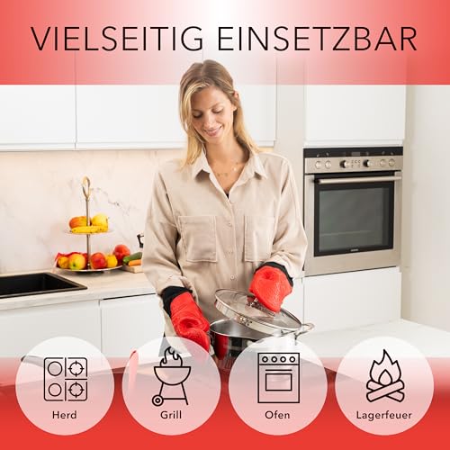 Ofenhandschuhe aus Silikon mit hitzebeständiger Anti-Rutsch-Oberfläche