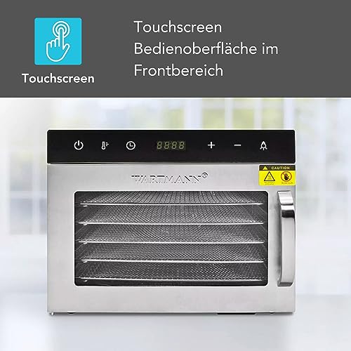 Wartmann Dörrautomat WM-2206 DH Dörrautomat Edelstahl – Kompaktes Dörrgerät mit 6 BPA-freien Edelstahl-Dörrgittern – Dehydrator mit digitaler Temperaturregelung – 72h-Timer – Dörgerät – Bild 6