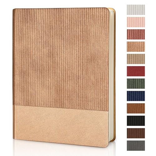 Image of Lined Journal Notebook for Work College Ruled Note Book 7.2 inchx9.6 inch B5 PU Leather Daily Journaling 160 Pages for Women Men Writing Home School Supplies Business RoseGold