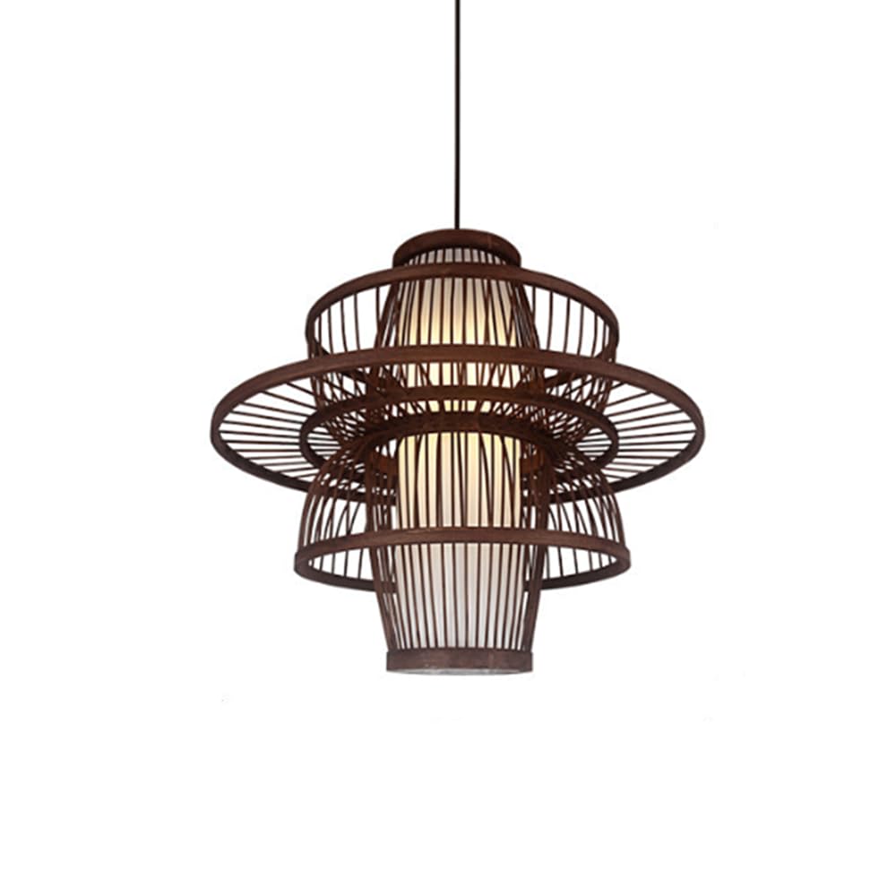 YNAHZAOK Bamboo Weaving Pendant Lamp Wabi Sabi Wind Pendant Light Hand-Woven ﻿Bamboo Hanging Lamp for Kitchen Island Dining Living Room Bedroom Cafe with Adjustable Suspension Line Creative Pastoral