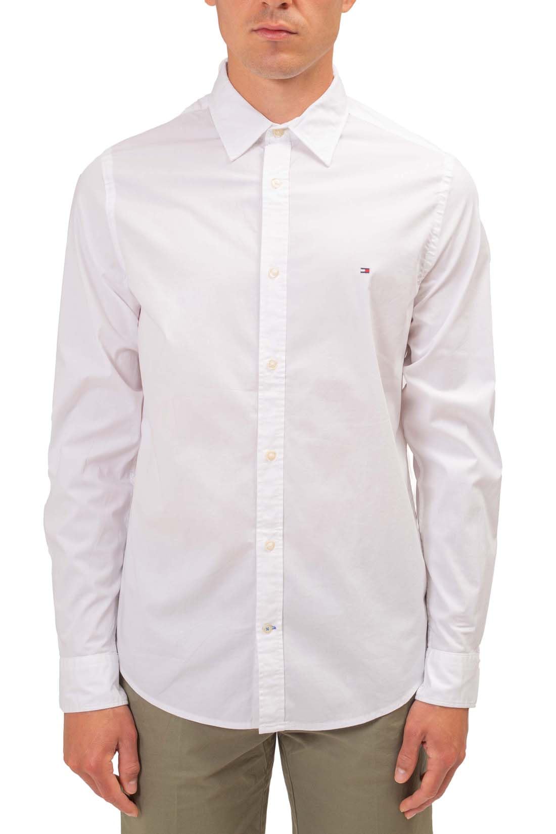 Tommy Hilfiger Camisa de hombre Slim de Popelina con Logo