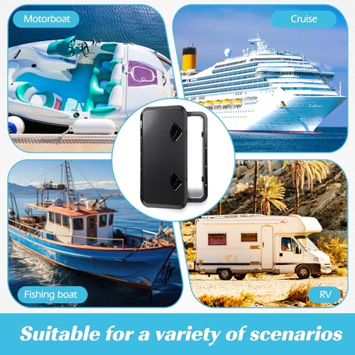 Datanly 2 Pcs Marine Boat Deck Hatch 24" x 14" Boat Access Hatch & Lid, 180 Hinge Strong Recessed Handle for Marine Yacht Rv Truck Vent Accessories, Easy to Install (Black)