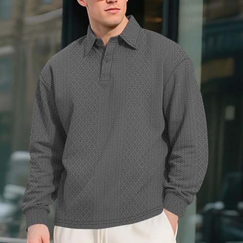 Half Button Up Sweater Men Long Sleeve Lapel Pullover Texture Knit Top Fall Winter Fashion Streetwear Casual Business2