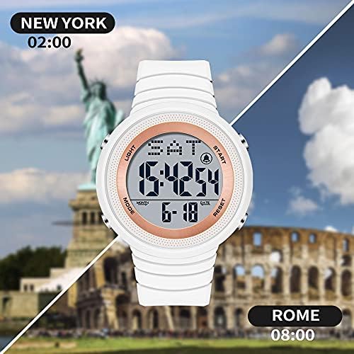 Ladies Digital Watch Sport Watches for Women with Waterproof Dual Time