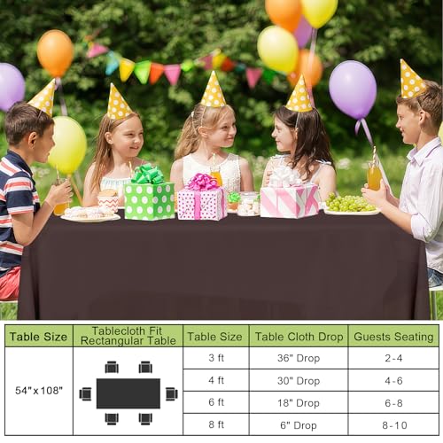 Image of Smiry Disposable Table Cloth - 10 Pack, 54 x 108 Inch Waterproof Rectangle Tablecloths for Parties, Decorative Plastic Table Cover, Leakproof & Sturdy, Coffee