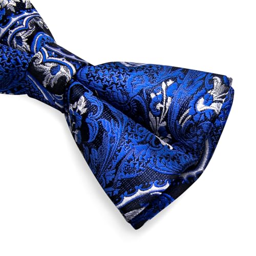 Image of DiBanGu Pre-Tied Bow Ties for Men Silk Adjustable Tuxedo Bowties Pocket Square Cufflinks Set with Lapel Pin Jacquard Woven