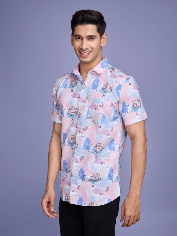 Image of Pinkmint Stylish Shirt for Men ll Printed Half Sleeve Shirt's ll Regular Fit Chest Pocket Shirt
