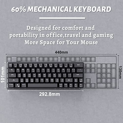 DIERYA DK63N 60% Wireless Wired Mechanical Gaming Keyboard, RGB Backlit Bluetooth Keyboard with Arrow Keys, 63 Keys Ultra-Compact, Programmable Brown Switch for Windows Laptop PC Mac by DIERYA - Image 2