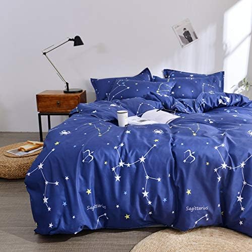 Kimko Starry Sky Bedding Set for Boys Teens Bedding Kids Duvet Cover Set,Soft,Comfortable and Durable 【 4Pcs -1 Duvet Cover Set + 1 Flat Sheet + 2 Pillowcases】